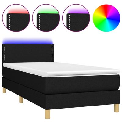 Boxspring met matras en LED stof zwart 90x190 cm