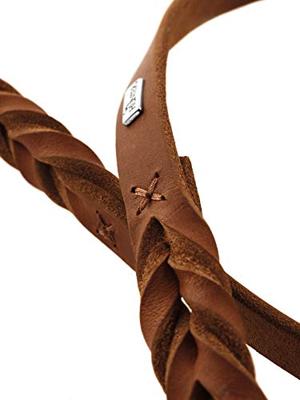 HUNTER Solid EDUCATION Verstelbare hondenriem, leer, gevlochten, robuust, zacht, 1,3 x 200 cm, cognac