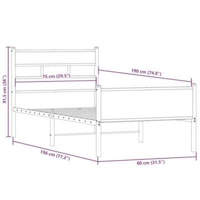 Bedframe zonder matras hout gerookt eikenkleurig 75x190 cm
