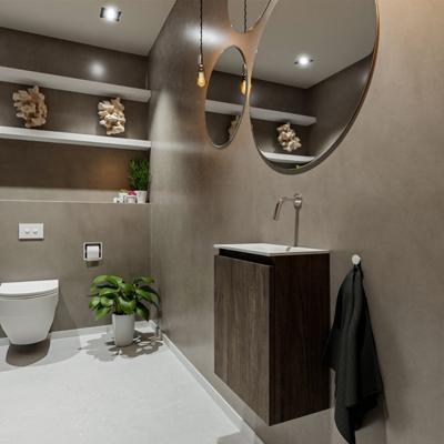MONDIAZ TURE 40cm toiletmeubel dark brown. EDEN wastafel talc rechts geen kraangat - thumbnail