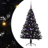 VidaXL Kunstmatig voorverlicht kerstboom met 150 led zwart 150 cm pvc - thumbnail