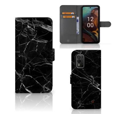Nokia XR21 | Bookcase | Marmer Zwart - Origineel Cadeau Vader | Portemonnee hoesje
