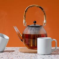 bodum ASSAM BAMBOO 1.5 Liter Theekoker Transparant, Zwart, Bamboe - thumbnail