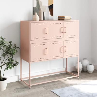 Dressoir 100,5x39x107 cm staal roze
