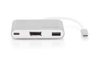 Digitus DisplayPort / USB Adapter [1x USB-C 2.0 stekker - 1x DisplayPort bus, USB 2.0 bus A, USB-C bus] Aluminium, Zilver - thumbnail