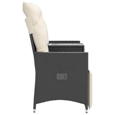 Tuinbank 2-zits verstelbaar met tafel poly rattan zwart