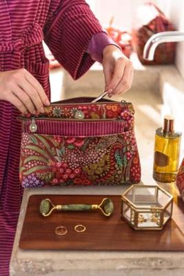 Pip Studio Pip Studio Caryn Cosmetic Bag Combi Querida Velvet Red 26x7.5x18cm/22x1x13cm