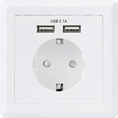 Sygonix SY-5045294 Stopcontact (inbouw) Aanraakbeveiliging, Met USB-laaduitgang IP20 Wit