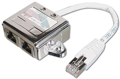 Digitus RJ45 Netwerk Adapter CAT 5, CAT 5e [2x RJ45-stekker - 1x RJ45-stekker] Grijs