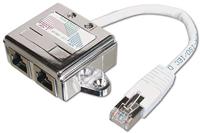 Digitus RJ45 Netwerk Adapter CAT 5, CAT 5e [2x RJ45-stekker - 1x RJ45-stekker] Grijs - thumbnail