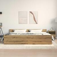 Bedframe artisanaal eikenkleurig 200 x 200 cm Bewerkt hout - thumbnail