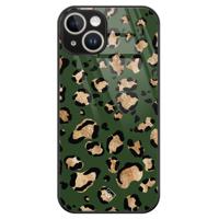 iPhone 14 glazen hardcase - Luipaard groen - thumbnail