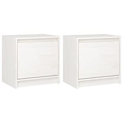 Nachtkastjes 2 st 40x30,5x40 cm massief grenenhout wit
