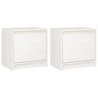 Nachtkastjes 2 st 40x30,5x40 cm massief grenenhout wit - thumbnail