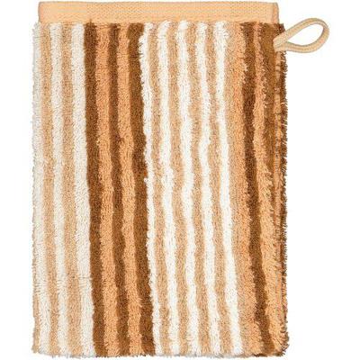 Cawö Cawo Delight Streifen Washandje 16x22 caramel