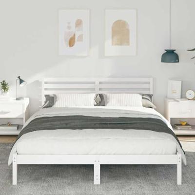 Bedframe met hoofdeinde Wit 160 x 210 cm Massief grenenhout