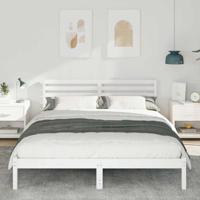 Bedframe met hoofdeinde Wit 160 x 210 cm Massief grenenhout - thumbnail