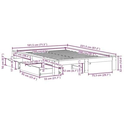 Bedframe zonder matras massief grenenhout wit 160x200 cm