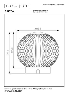 Lucide CINTRA - Oplaadbare Tafellamp - Accu/Batterij - Ø 11 cm - LED 3 StepDim - 1x2W 3000K - Transparant
