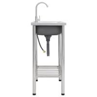 VidaXL Campinggootsteen enkele bak met kraan roestvrij staal - thumbnail