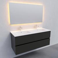 Badkamermeubel BWS Helsinki 120x46cm Keramiek Dubbel Mat Antraciet 2 Laden (2 kraangaten) - thumbnail