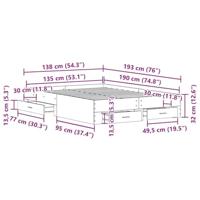 Bedframe met lades met lade Oud hout 135 x 190 cm Bewerkt hout - thumbnail