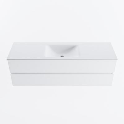 MONDIAZ VICA 150cm badmeubel onderkast Talc 2 lades. Wastafel CLOUD midden zonder kraangat, kleur Talc.