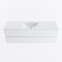 MONDIAZ VICA 150cm badmeubel onderkast Talc 2 lades. Wastafel CLOUD midden zonder kraangat, kleur Talc. - thumbnail