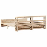 Bedframe met hoofdbord massief grenenhout 200x200 cm - thumbnail