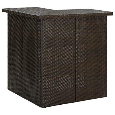 VidaXL Hoekbartafel 100x50x105 cm poly rattan bruin VidaXL Hoekbartafel 100x50x105 cm poly rattan bruin