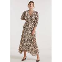 Miljuschka by Wehkamp mesh wikkeljurk met panterprint - thumbnail