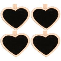 12x Hart mini krijtbordje/schrijfbordje op knijper 5 cm   - - thumbnail