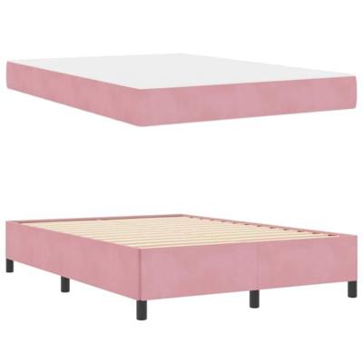 Bedframe met matras Roze en wit 160 x 200 cm Fluweel