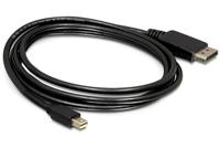 Delock 82438 DisplayPort-kabel DisplayPort / Mini-displayport Aansluitkabel Mini DisplayPort-stekker, DisplayPort-stekker 2 m Zwart 4K UHD, Vergulde - thumbnail