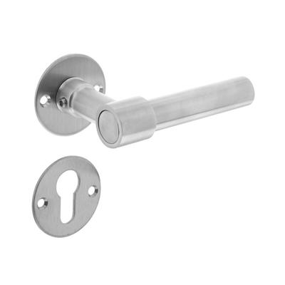 Deurkruk L/L recht met rozet ø50x2mm en cilinderrozetten rvs Deurkruk L/L recht met rozet ø50x2mm en cilinderrozetten rvs