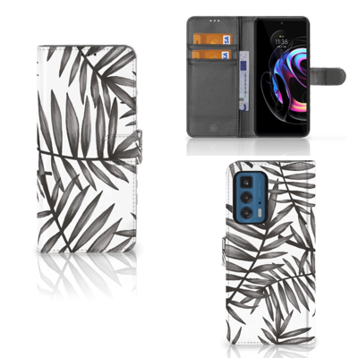 Motorola Edge 20 Pro Hoesje Leaves Grey Motorola Edge 20 Pro Hoesje Leaves Grey