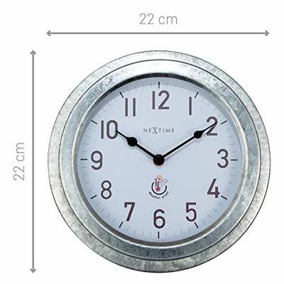 Weerbestendige buitenwandklok - 22 cm - metaal - gegalvaniseerd - klaproos Weerbestendige buitenwandklok - 22 cm - metaal - gegalvaniseerd - klaproos