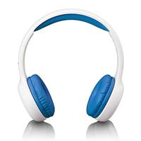 Lenco Hoofdtelefoon voor kinderen, volumebegrenzing tot 85 dB, zeer comfortabel, 120 cm kabel, met stickers, wit/blauw - thumbnail