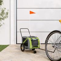 VidaXL Hondenfietstrailer oxford stof en ijzer groen en zwart - thumbnail
