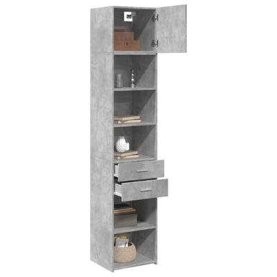 Opbergkast smal 45x42,5x225 cm bewerkt hout betongrijs