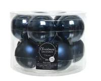 Decoris kerstballen glas nacht blauw 6cm 10st - thumbnail