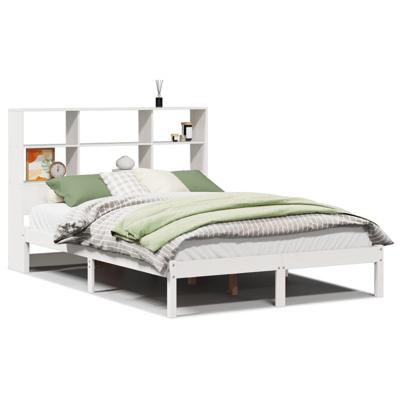 Bed met boekenkast zonder matras grenenhout wit 160x200 cm