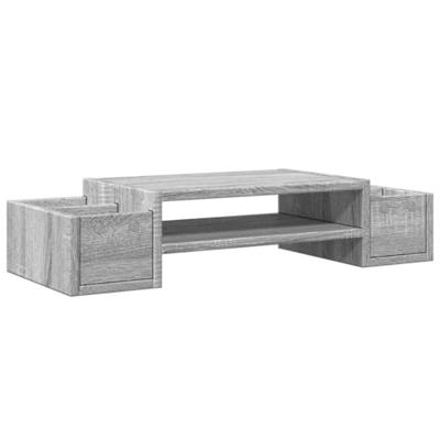 VidaXL Monitorstandaard met opbergruimte 70x27x15 cm hout grijs sonoma