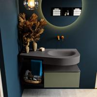 MONDIAZ RIVA 100cm badmeubel onderkast / planchet kleur Army met 1 lade. Wastafel DULCET rechts 0 kraangaten kleur Dark_Grey. - thumbnail