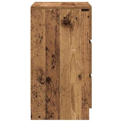 Nachtkastje met 3 lades 39x35x65 cm oud hout