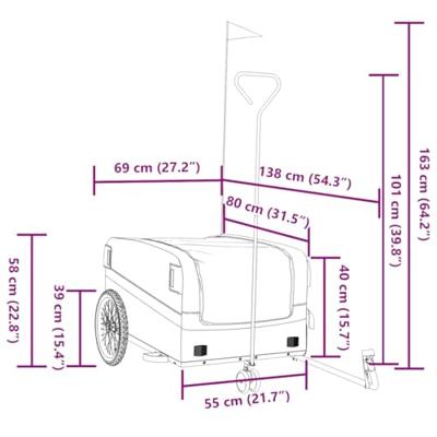 VidaXL Fietstrailer 45 kg ijzer zwart en oranje VidaXL Fietstrailer 45 kg ijzer zwart en oranje