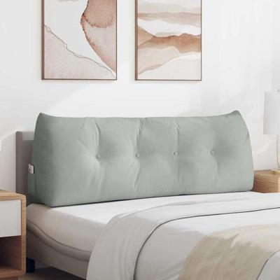 Rugkussen Lichtgrijs 140 x 24 x 50 cm Fluweel Rugkussen Lichtgrijs 140 x 24 x 50 cm Fluweel