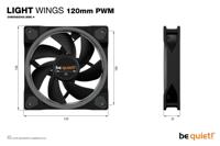 Be Quiet! light wings pwm rgb case fan (zwart, 120 x 120 x 25 mm) - thumbnail