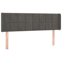 Hoofdbord met randen 147x16x78/88 cm fluweel donkergrijs - thumbnail