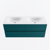 MONDIAZ VICA 120cm badmeubel onderkast Smag 4 lades. Wastafel MOON dubbel 2 kraangaten, kleur Talc. - thumbnail